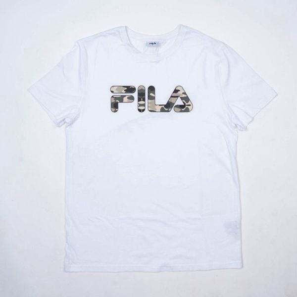 Fila Deckle Camo Boy's T-Shirts - White,NZ 239-78036